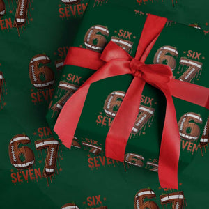 American Football Six Seven Meme Wrapping Paper Roll Funny Gen Z Alpha Gift TS12 Green Print Your Wear
