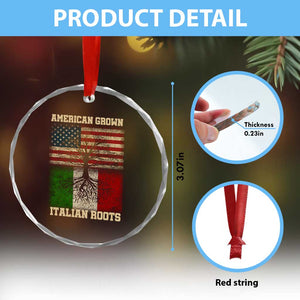 American Grown Italian Roots Crystal Glass Ornament USA Italy Flag Family Tree Italian TS10 Print Your Wear