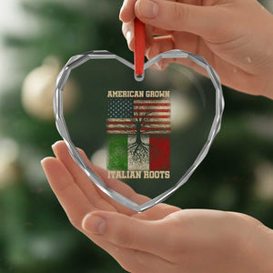 American Grown Italian Roots Heart Crystal Glass Ornament USA Italy Flag Family Tree Italian TS10 Print Your Wear