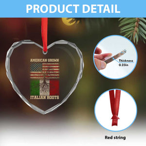 American Grown Italian Roots Heart Crystal Glass Ornament USA Italy Flag Family Tree Italian TS10 Print Your Wear