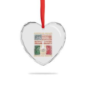 American Grown Mexican Roots Heart Crystal Glass Ornament Retro Mexico America Flag TS10 Print Your Wear