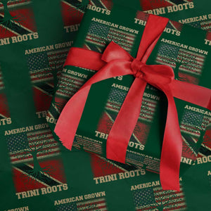 American Grown Trini Roots Wrapping Paper Roll Trinidad and Tobago USA Flag Trinidadian Proud Us TS10 Green Print Your Wear