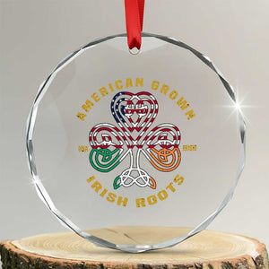 American Grown With Irish Roots Crystal Glass Ornament Irish American Shamrock TS11 Transparent Glass 3'' Circle Print Your Wear