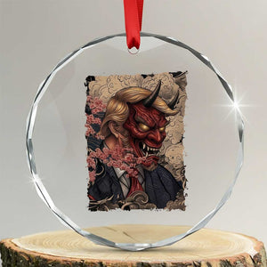 American Leader Oni Mask Japanese Ukiyoe Crystal Glass Ornament Political Parody Graphic TS12 Transparent Glass 3'' Circle Print Your Wear