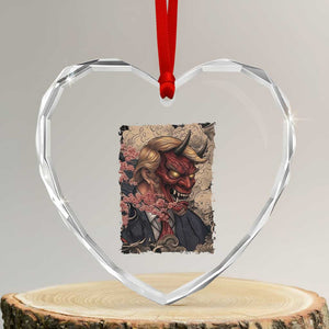 American Leader Oni Mask Japanese Ukiyoe Heart Crystal Glass Ornament Political Parody Graphic TS12 Transparent Glass 3'' Heart Print Your Wear