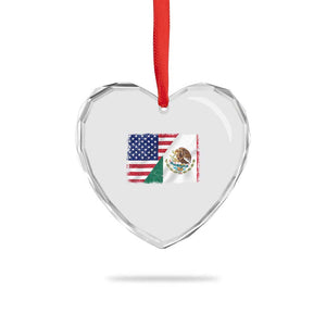 American Mexican Flag Heart Crystal Glass Ornament Mexico Heritage Half Mexican Roots TS10 Print Your Wear