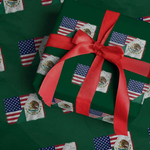 American Mexican Flag Wrapping Paper Roll Mexico Heritage Half Mexican Roots TS10 Green Print Your Wear