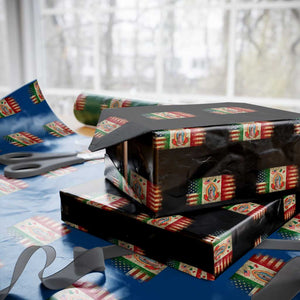 American Mexican Flag Wrapping Paper Roll Virgin Mary Mexico Heritage Mexican Roots TS10 Black Print Your Wear