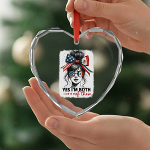 American Mexican Roots Heart Crystal Glass Ornament Messy Bun Mexico America Half American Flag TS10 Print Your Wear