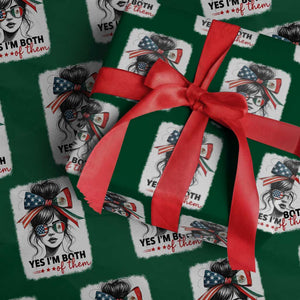American Mexican Roots Wrapping Paper Roll Messy Bun Mexico America Half American Flag TS10 Green Print Your Wear
