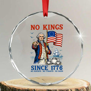 American Patriot George Washington No Kings Crystal Glass Ornament Political Humor Gift TS12 Transparent Glass 3'' Circle Print Your Wear