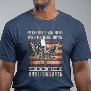 American Patriot T Shirt The Devil Saw Me With My Head Down Until I Said Amen US Flag TS02 Printyourwear