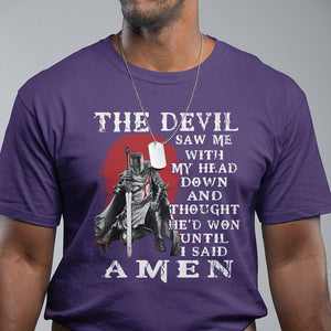 American Patriot T Shirt The Devil Saw Me With My Head Down Until I Said Amen US Soldier TS02 Printyourwear