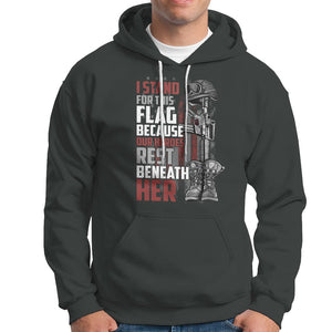 American Patriotic Hoodie I Stand For This Flag Because Our Heroes Rest Beneath Her TS02 Printyourwear
