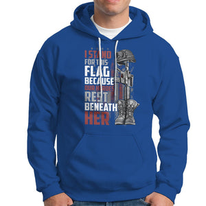 American Patriotic Hoodie I Stand For This Flag Because Our Heroes Rest Beneath Her TS02 Printyourwear