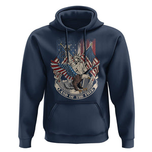 American Patriotic Hoodie Land Of The Free US Betsy Ross Flag Bald Eagle TS02 Navy Print Your Wear