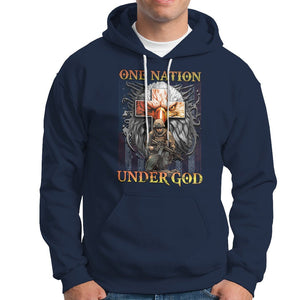 American Patriotic Hoodie One Nation Under God Christian Cross Bald Eagle TS02 Printyourwear