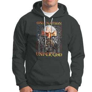American Patriotic Hoodie One Nation Under God Christian Cross Bald Eagle TS02 Printyourwear