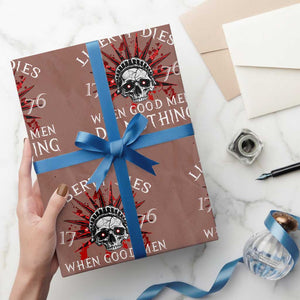 American Patriotic Skull Wrapping Paper Roll Liberty Dies When Good Men Do Nothing US Patriot Military TS02 Mocha Print Your Wear