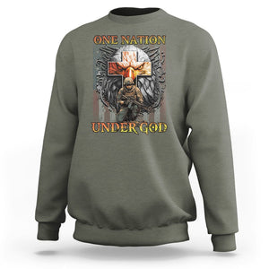 American Patriotic Sweatshirt One Nation Under God Christian Cross Bald Eagle TS02 Printyourwear