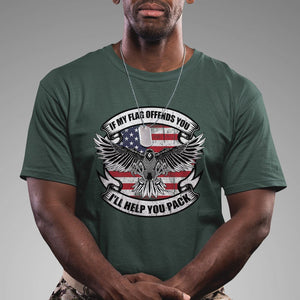 American Patriotic T Shirt If My Flag Offends You I'll Help You Pack American Flag Bald Eagle TS02 Printyourwear