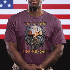 American Patriotic T Shirt One Nation Under God Christian Cross Bald Eagle TS02 Printyourwear