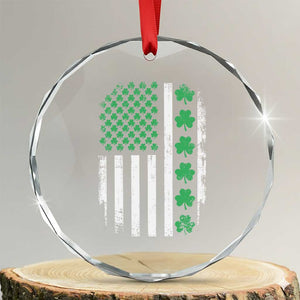 American Shamrock Flag Crystal Glass Ornament Lucky St Patricks Day TS02 Transparent Glass 3'' Circle Print Your Wear
