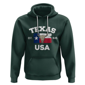 American Texan Hoodie Vintage Texas Flag USA EST 1845 Longhorns Souvenir TS02 Dark Forest Green Printyourwear