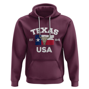 American Texan Hoodie Vintage Texas Flag USA EST 1845 Longhorns Souvenir TS02 Maroon Printyourwear