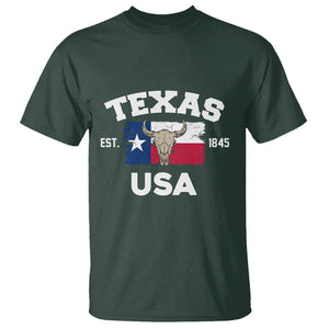 American Texan T Shirt Vintage Texas Flag USA EST 1845 Longhorns Souvenir TS02 Dark Forest Green Printyourwear