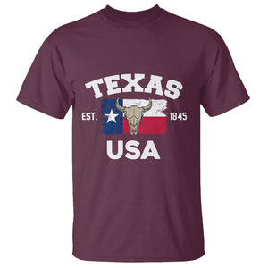 American Texan T Shirt Vintage Texas Flag USA EST 1845 Longhorns Souvenir TS02 Maroon Printyourwear