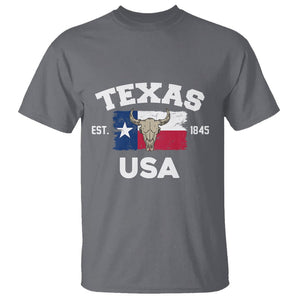 American Texan T Shirt Vintage Texas Flag USA EST 1845 Longhorns Souvenir TS02 Charcoal Printyourwear