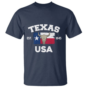 American Texan T Shirt Vintage Texas Flag USA EST 1845 Longhorns Souvenir TS02 Navy Printyourwear