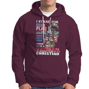 American Veteran Hoodie I Stand For Our Flag I Kneel For The Cross Blessed To Be Christian TS02 Printyourwear