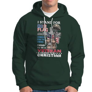 American Veteran Hoodie I Stand For Our Flag I Kneel For The Cross Blessed To Be Christian TS02 Printyourwear