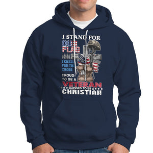 American Veteran Hoodie I Stand For Our Flag I Kneel For The Cross Blessed To Be Christian TS02 Printyourwear