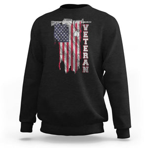 American Veteran Sweatshirt US Flag With Rifle And Dog Tags TS02 Dark Heather Printyourwear