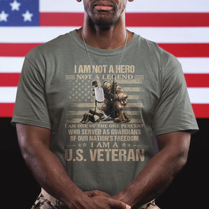 American Veteran T Shirt I Am Not A Hero Not A Legend US Flag Soldier Combat Boots And Dog Tags TS02 Printyourwear