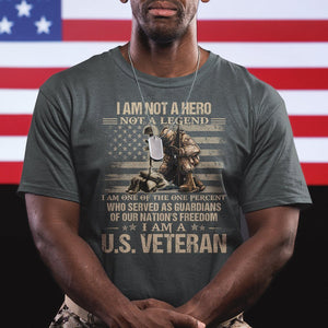 American Veteran T Shirt I Am Not A Hero Not A Legend US Flag Soldier Combat Boots And Dog Tags TS02 Printyourwear