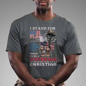 American Veteran T Shirt I Stand For Our Flag I Kneel For The Cross Blessed To Be Christian TS02 Printyourwear