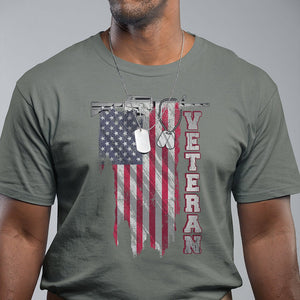 American Veteran T Shirt US Flag With Rifle And Dog Tags TS02 Printyourwear