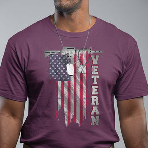 American Veteran T Shirt US Flag With Rifle And Dog Tags TS02 Printyourwear