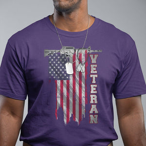 American Veteran T Shirt US Flag With Rifle And Dog Tags TS02 Printyourwear