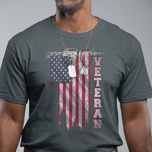 American Veteran T Shirt US Flag With Rifle And Dog Tags TS02 Printyourwear