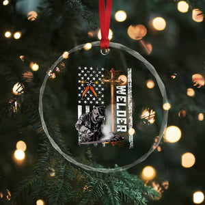 American Welder Crystal Glass Ornament Welding USA Flag Christian Cross TS02 Print Your Wear