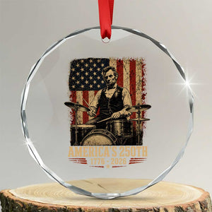 America's 250th Abraham Lincoln Playing Guitar 1776 2026 Crystal Glass Ornament Funny Electric Guitar Player