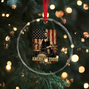America's 250th Abraham Lincoln Playing Guitar 1776 2026 Crystal Glass Ornament Funny Electric Guitar Player