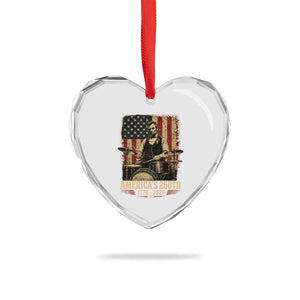 America's 250th Abraham Lincoln Playing Guitar 1776 2026 Heart Crystal Glass Ornament Funny Electric Guitar Player