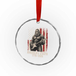 Americas 250th Anniversary 1776-2026 Bigfoot Rock Star Crystal Glass Ornament Playing Electric Guitar Distressed American Flag Graphic TS02 Print Your Wear