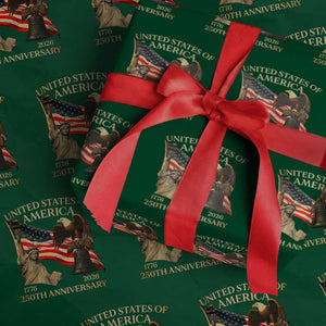 America's 250th Anniversary Wrapping Paper Roll United States Of America 250th Independence Day Freedom TS11 Green Print Your Wear